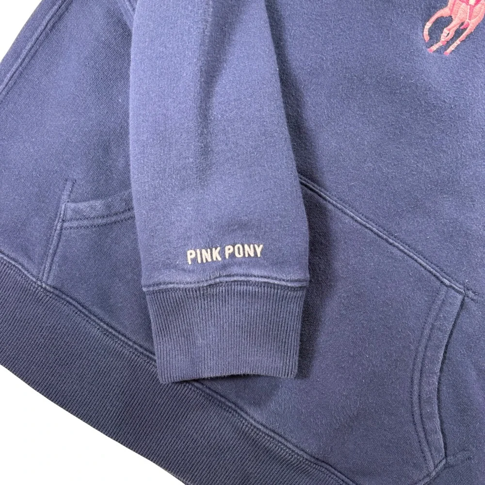 Ralph Lauren Pink Pony Hoodie Navy Blue Kids Girls Large‎ 14-16 Fleece Pullover